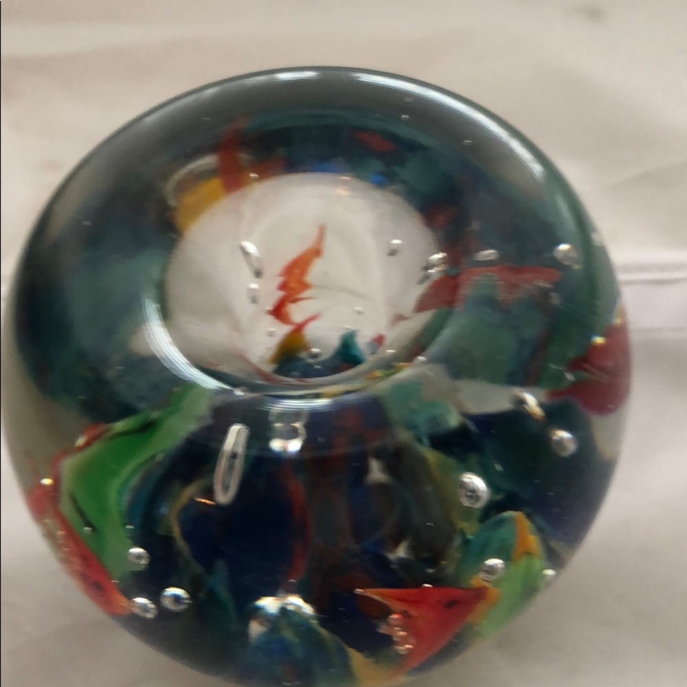 Murano Glass Paperweight Aquarium Candle Holder - Picture 3 of 7